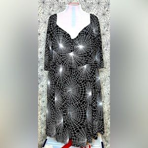 VIXEN BY MICHELINE PITT WICKED SWING DRESS IN VINTAGE SPIDERWEB PRINT